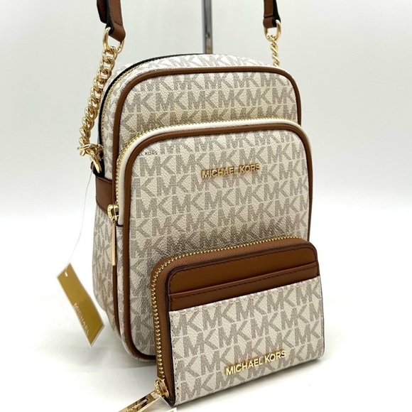 Michael Kors Medium NS Chain Xbody Bag & Jet Set Travel MD ZA Card Case Wallet - Picture 1 of 14